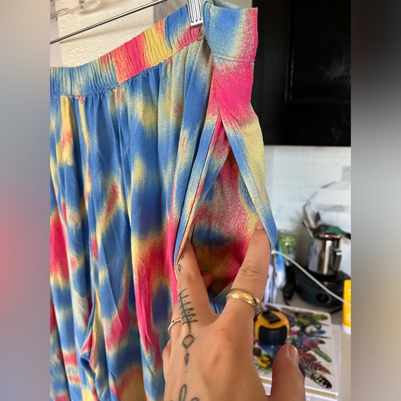 Free People Flowy Pants Medium Pleated Wide Leg W34” Boho Hippie Groovy - Picture 8 of 8